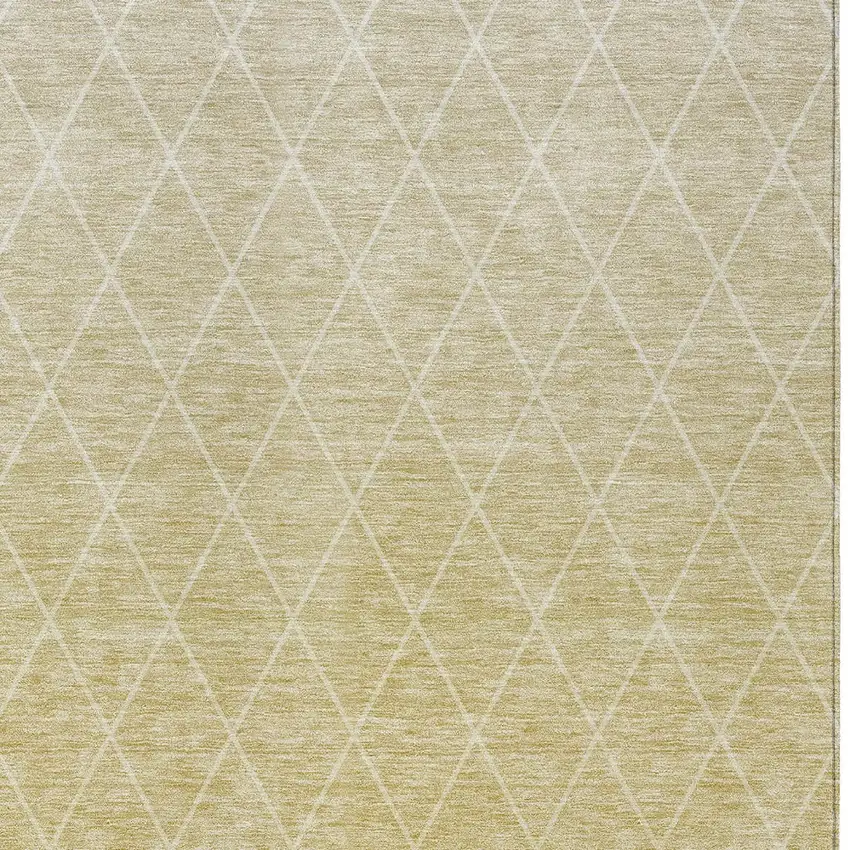 Wheat And Beige Geometric Washable Indoor Outdoor Area Rug Photo 6