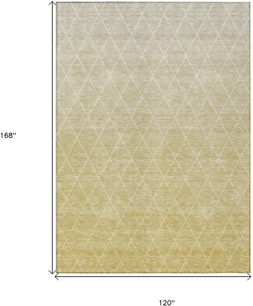 Wheat And Beige Geometric Washable Indoor Outdoor Area Rug Photo 3