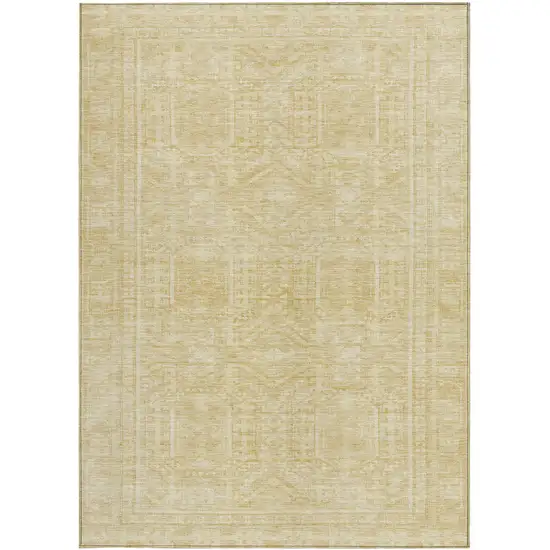 Wheat And Beige Geometric Washable Indoor Outdoor Area Rug Photo 4