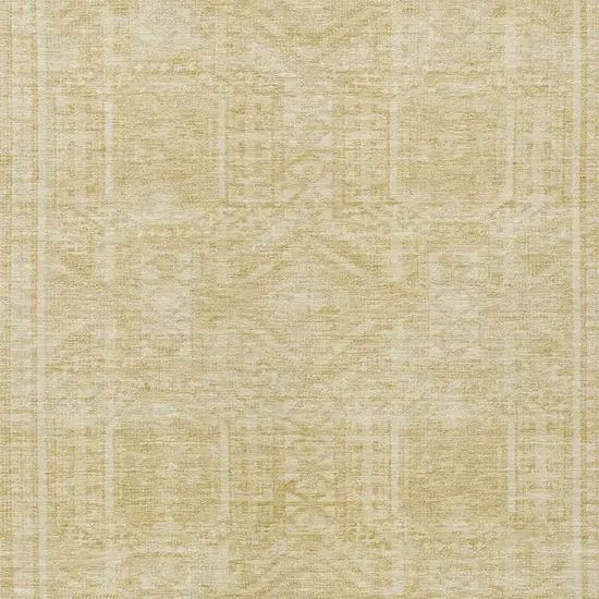Wheat And Beige Geometric Washable Indoor Outdoor Area Rug Photo 3