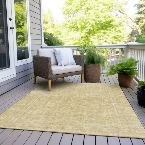 Wheat And Beige Geometric Washable Indoor Outdoor Area Rug Photo 9