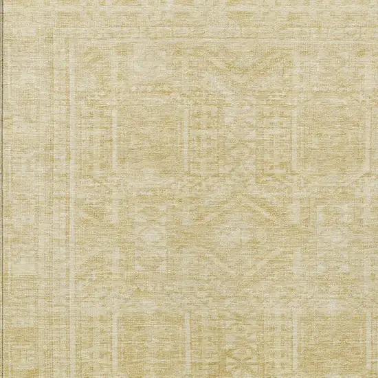 Wheat And Beige Geometric Washable Indoor Outdoor Area Rug Photo 4