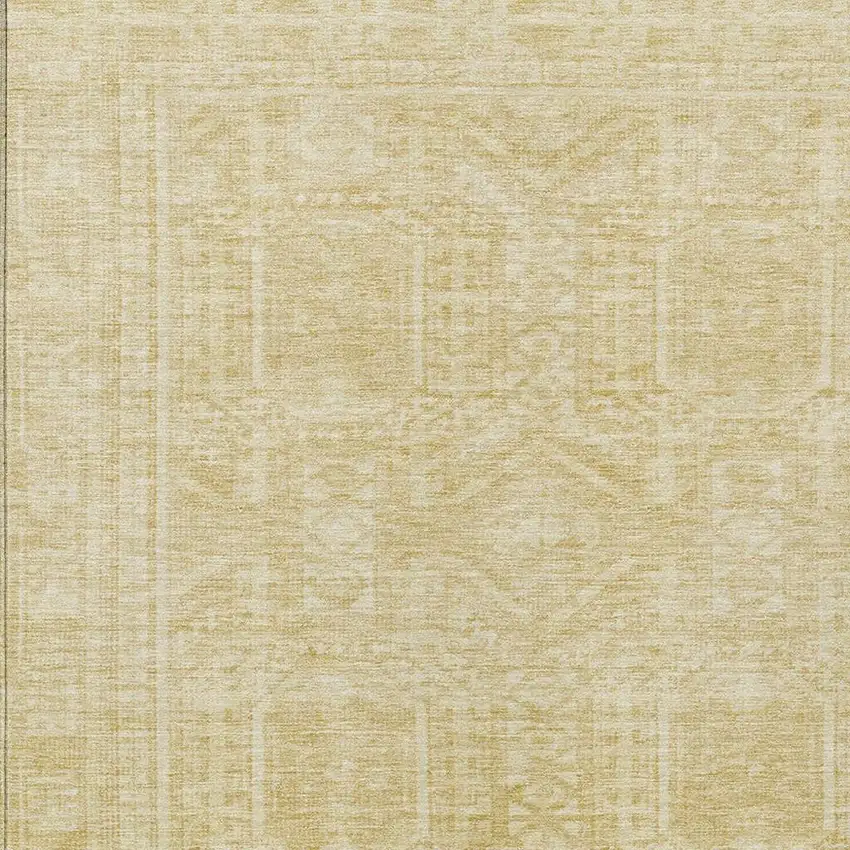 Wheat And Beige Geometric Washable Indoor Outdoor Area Rug Photo 4