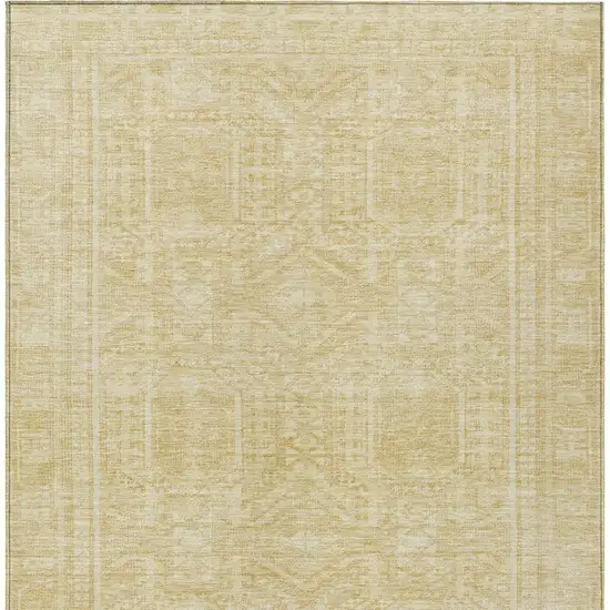 Wheat And Beige Geometric Washable Indoor Outdoor Area Rug Photo 4