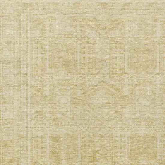 Wheat And Beige Geometric Washable Indoor Outdoor Area Rug Photo 3