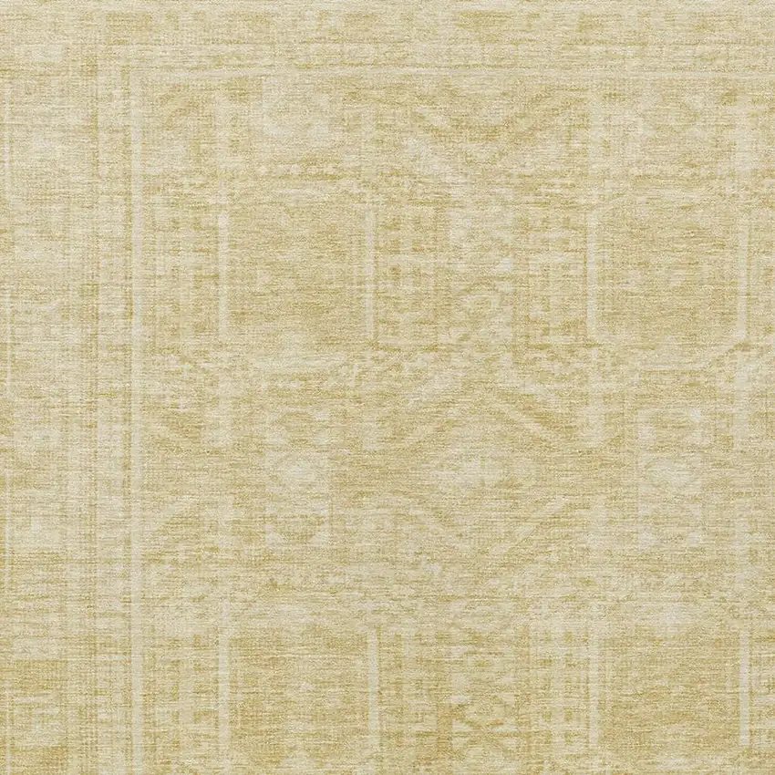 Wheat And Beige Geometric Washable Indoor Outdoor Area Rug Photo 3