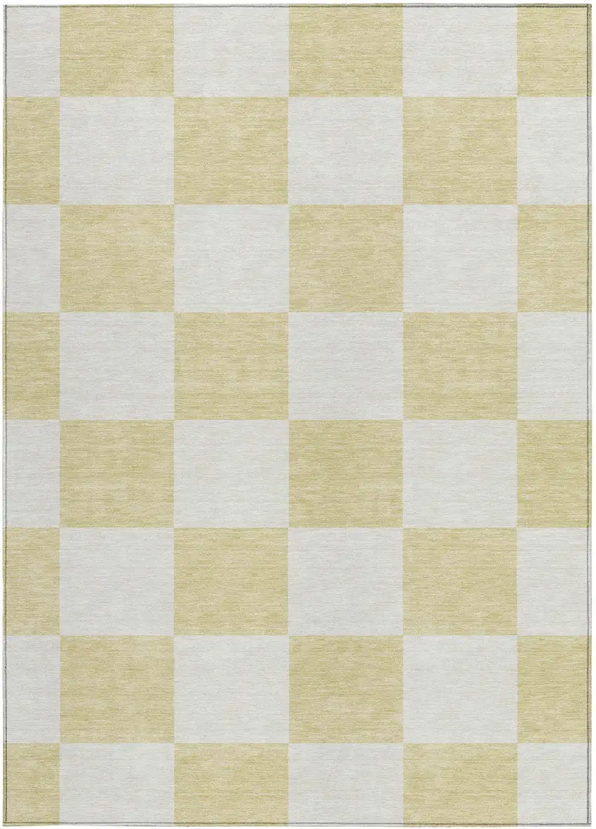 Wheat And Beige Geometric Washable Indoor Outdoor Area Rug Photo 5