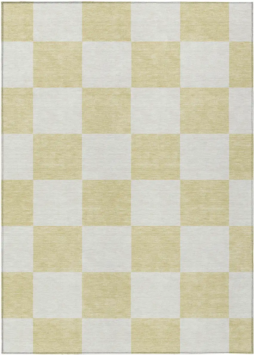 Wheat And Beige Geometric Washable Indoor Outdoor Area Rug Photo 2