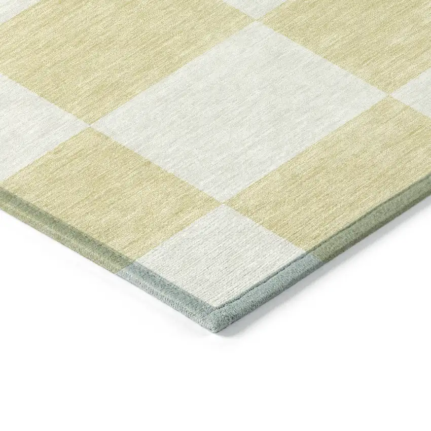 Wheat And Beige Geometric Washable Indoor Outdoor Area Rug Photo 5