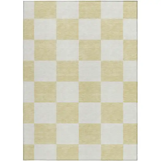 Wheat And Beige Geometric Washable Indoor Outdoor Area Rug Photo 4