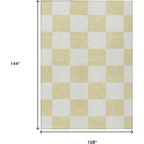 Wheat And Beige Geometric Washable Indoor Outdoor Area Rug Photo 3