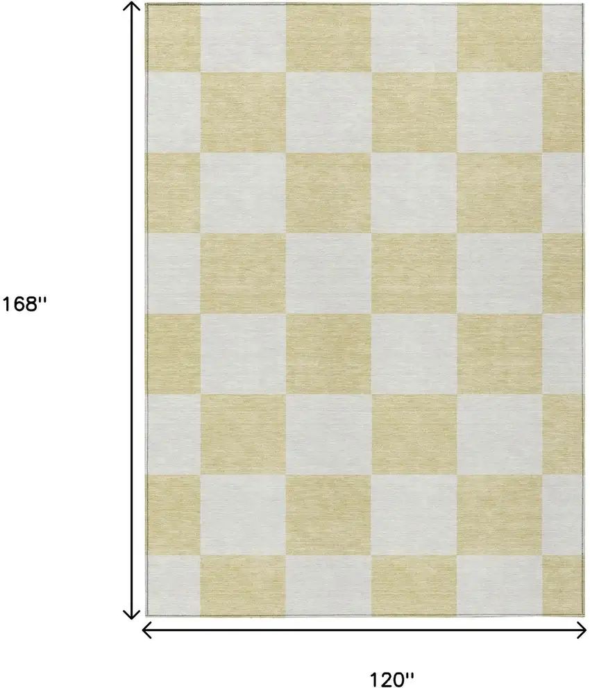 Wheat And Beige Geometric Washable Indoor Outdoor Area Rug Photo 3