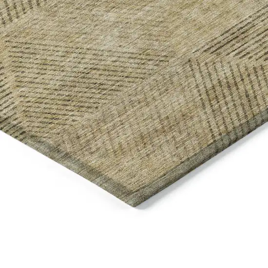 Wheat And Beige Geometric Washable Indoor Outdoor Area Rug Photo 5