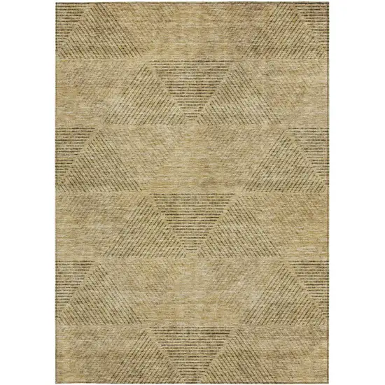 Wheat And Beige Geometric Washable Indoor Outdoor Area Rug Photo 7