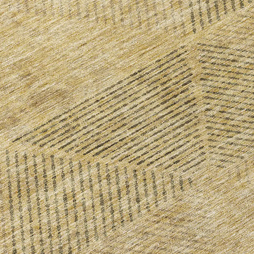 Wheat And Beige Geometric Washable Indoor Outdoor Area Rug Photo 8