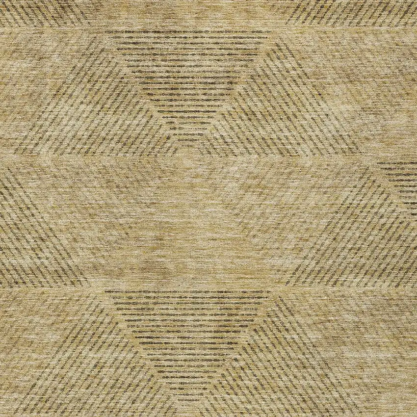 Wheat And Beige Geometric Washable Indoor Outdoor Area Rug Photo 6