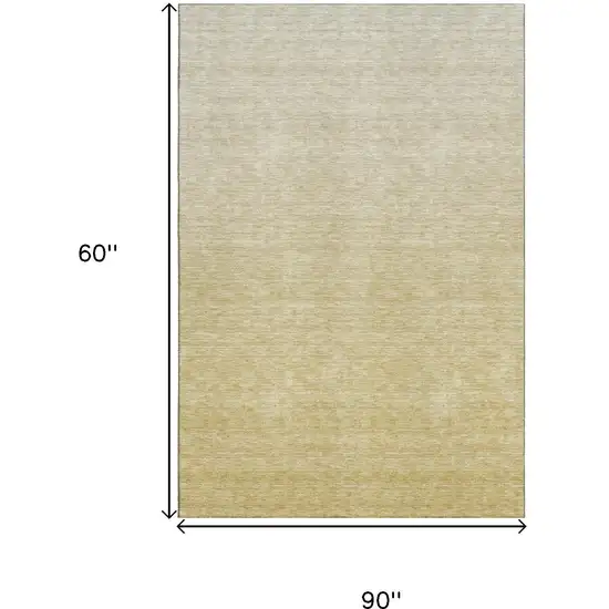 Wheat And Beige Ombre Washable Area Rug With UV Protection Photo 3