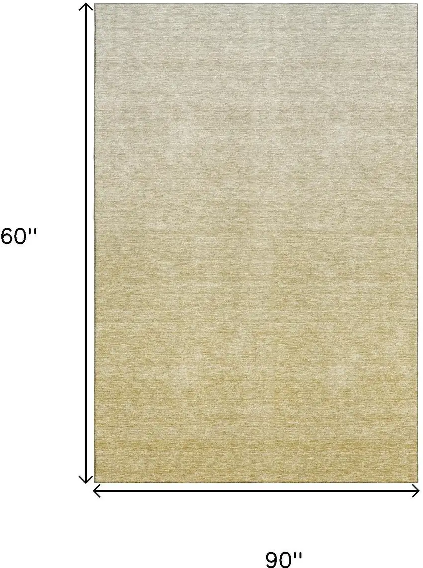 Wheat And Beige Ombre Washable Area Rug With UV Protection Photo 3