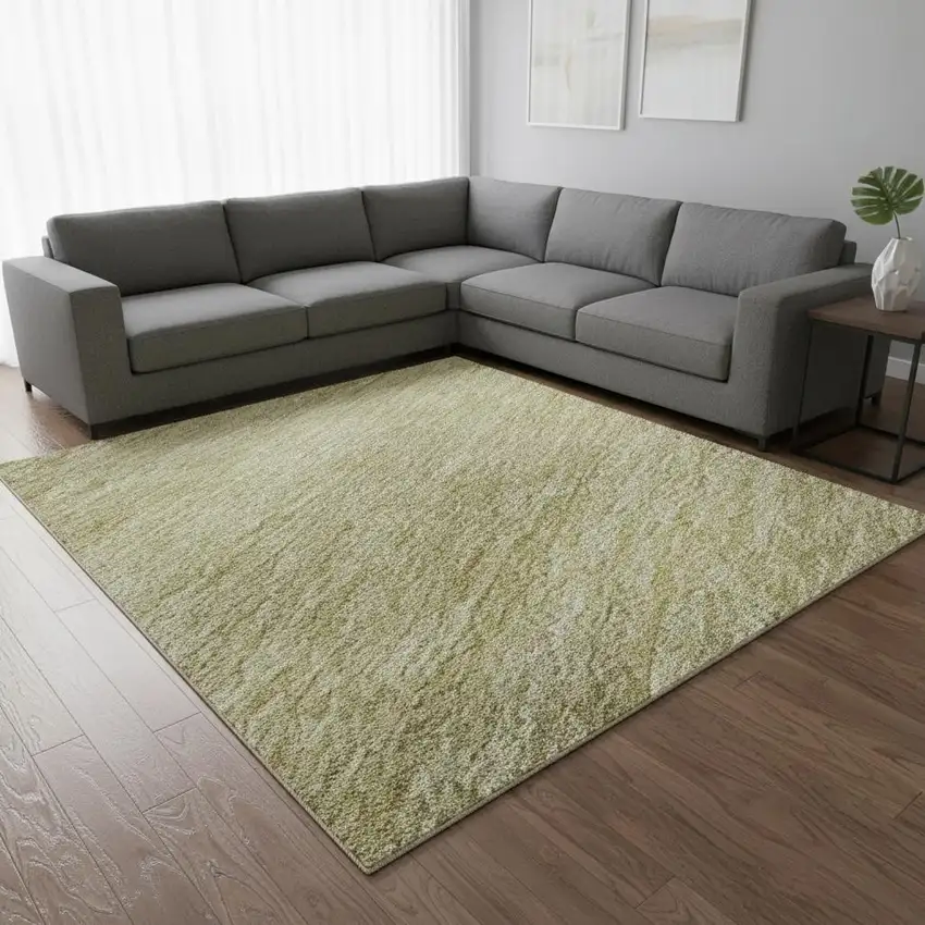 Wheat And Beige Ombre Washable Area Rug With UV Protection Photo 2