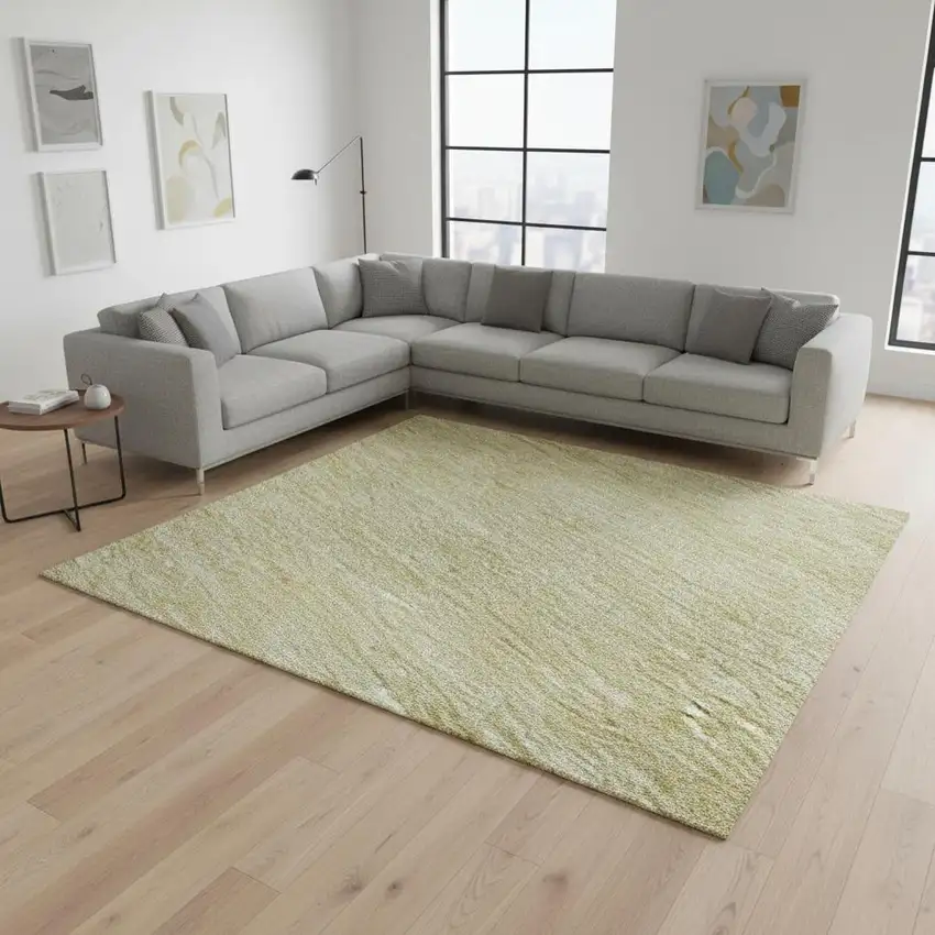 Wheat And Beige Ombre Washable Area Rug With UV Protection Photo 2