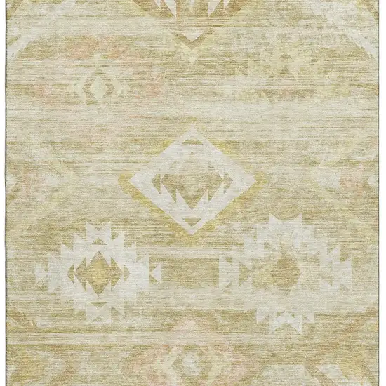 Wheat And Beige Southwestern Washable Area Rug With UV Protection Photo 3