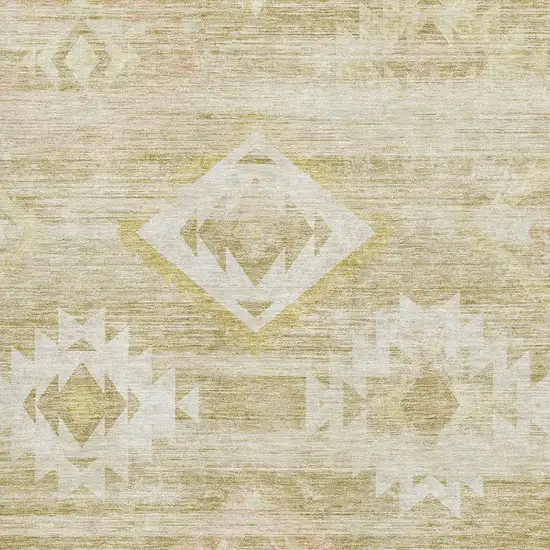 Wheat And Beige Southwestern Washable Area Rug With UV Protection Photo 3