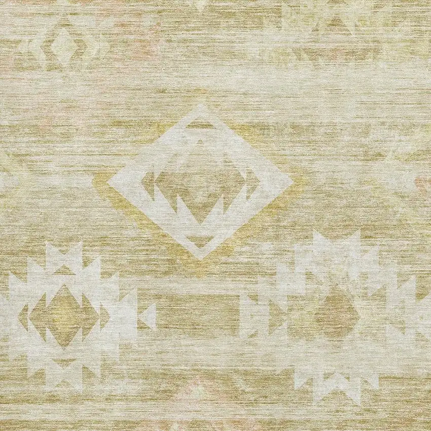 Wheat And Beige Southwestern Washable Area Rug With UV Protection Photo 3