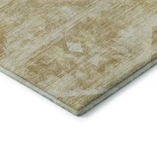 Wheat And Beige Southwestern Washable Area Rug With UV Protection Photo 8