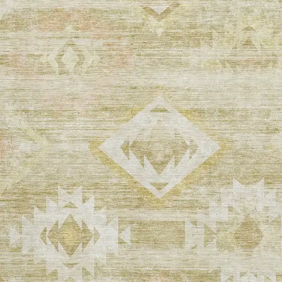 Wheat And Beige Southwestern Washable Area Rug With UV Protection Photo 3