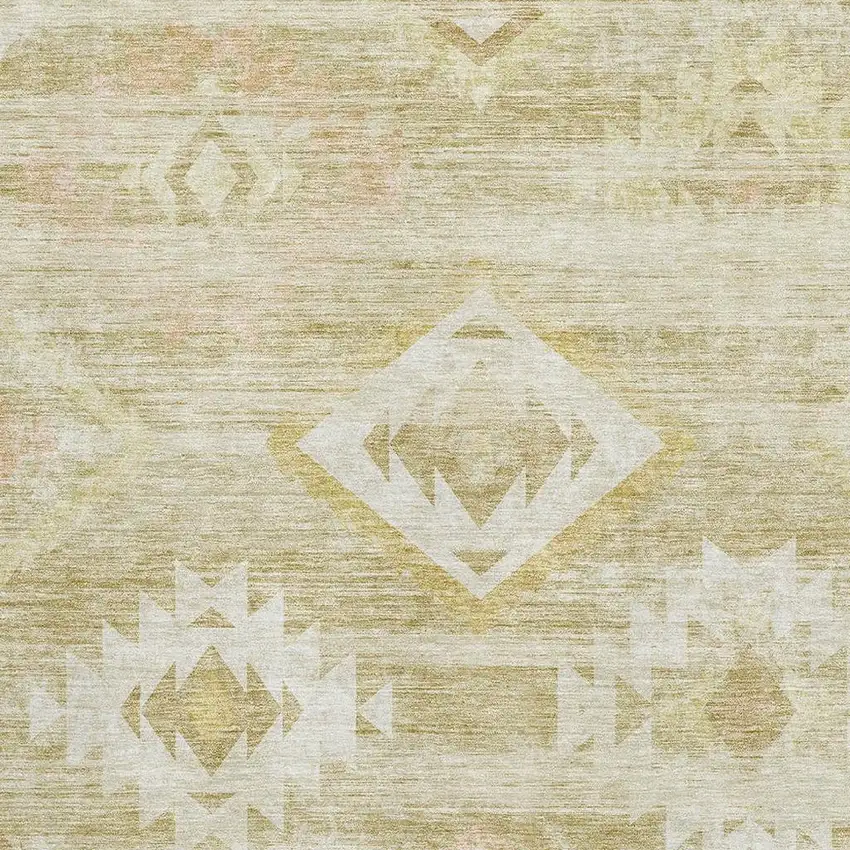Wheat And Beige Southwestern Washable Area Rug With UV Protection Photo 3