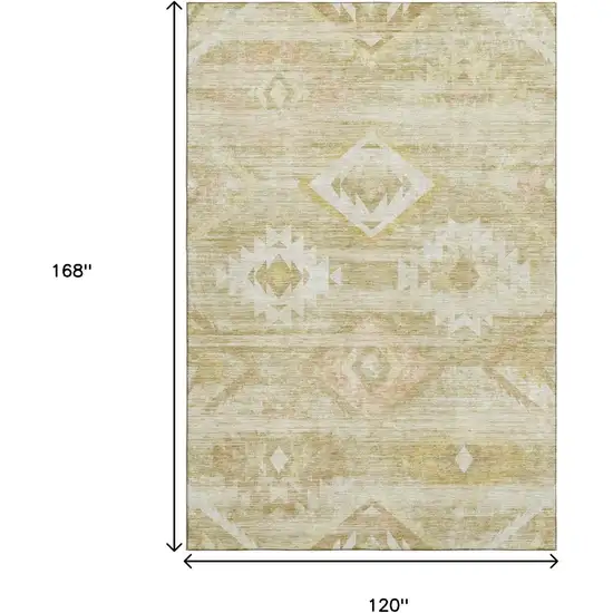 Wheat And Beige Southwestern Washable Area Rug With UV Protection Photo 3