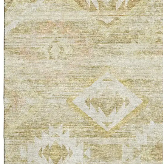 Wheat And Beige Southwestern Washable Area Rug With UV Protection Photo 3