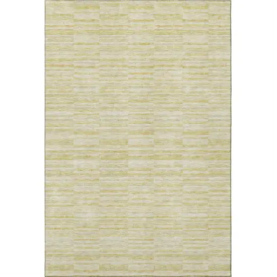 Wheat And Beige Striped Washable Area Rug With UV Protection Photo 4