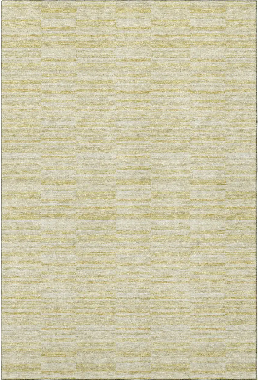 Wheat And Beige Striped Washable Area Rug With UV Protection Photo 4