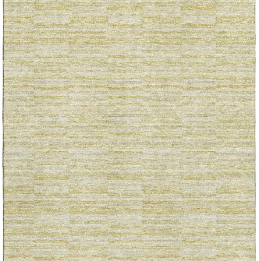 Wheat And Beige Striped Washable Area Rug With UV Protection Photo 3