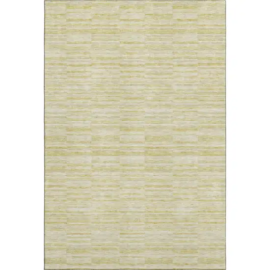Wheat And Beige Striped Washable Area Rug With UV Protection Photo 1