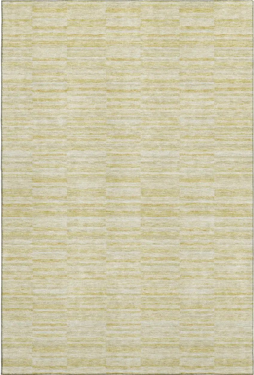 Wheat And Beige Striped Washable Area Rug With UV Protection Photo 1