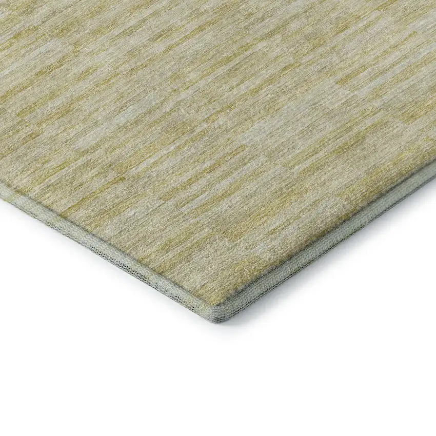 Wheat And Beige Striped Washable Area Rug With UV Protection Photo 8