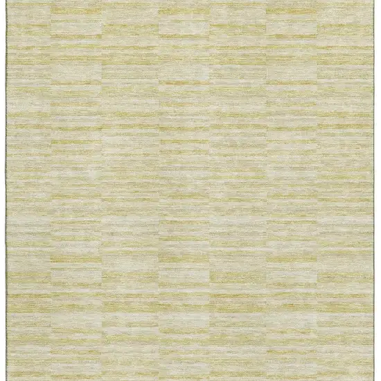 Wheat And Beige Striped Washable Area Rug With UV Protection Photo 4