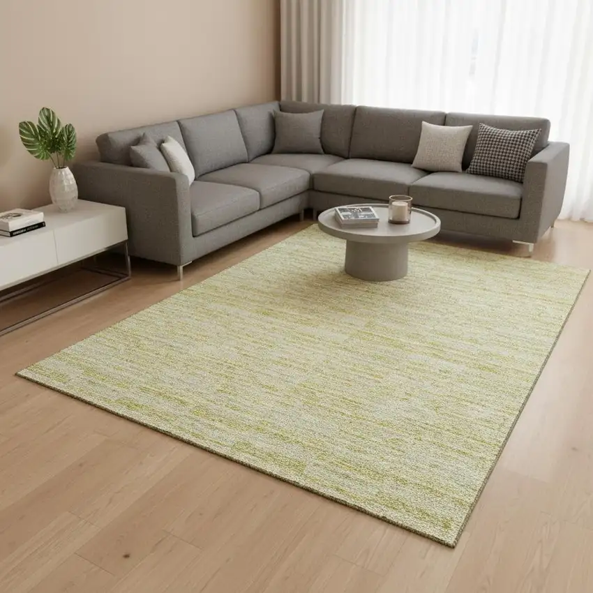 Wheat And Beige Striped Washable Area Rug With UV Protection Photo 2