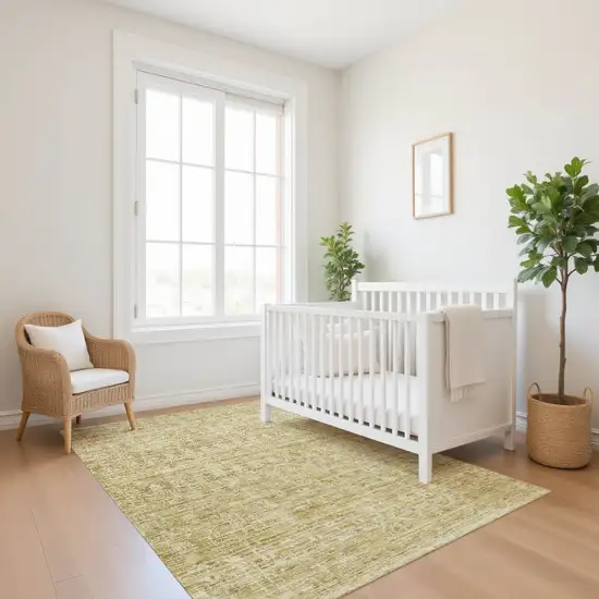 Wheat And Beige Striped Washable Area Rug With UV Protection Photo 1