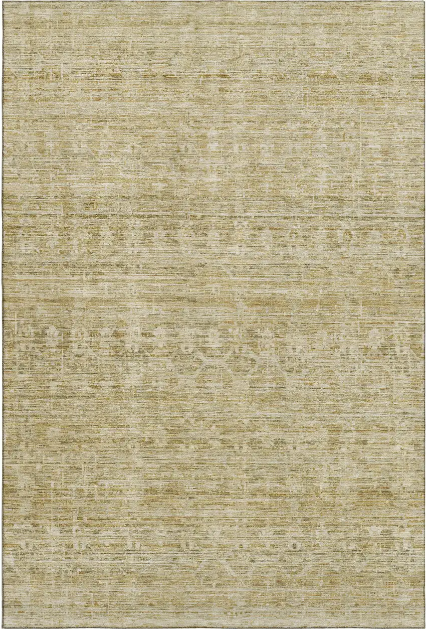 Wheat And Beige Striped Washable Area Rug With UV Protection Photo 3