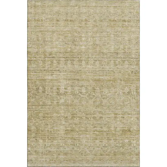 Wheat And Beige Striped Washable Area Rug With UV Protection Photo 3