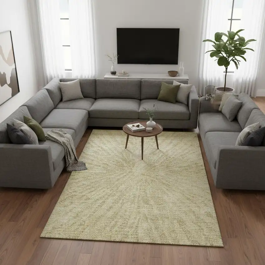 Wheat And Beige Zebra Print Washable Area Rug With UV Protection Photo 2