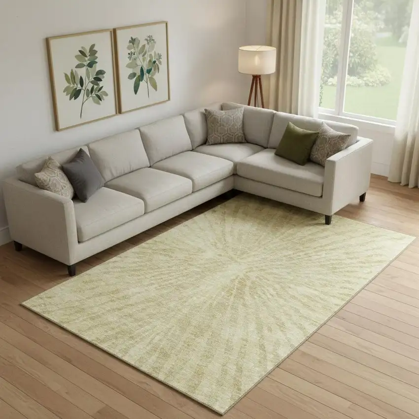 Wheat And Beige Zebra Print Washable Area Rug With UV Protection Photo 1