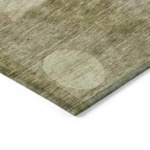 Photo of Wheat And Brown Abstract Washable Indoor Outdoor Area Rug