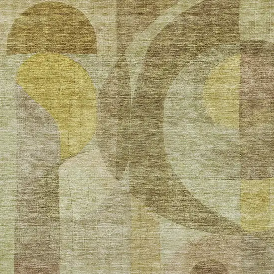 Wheat And Brown Abstract Washable Indoor Outdoor Area Rug Photo 5