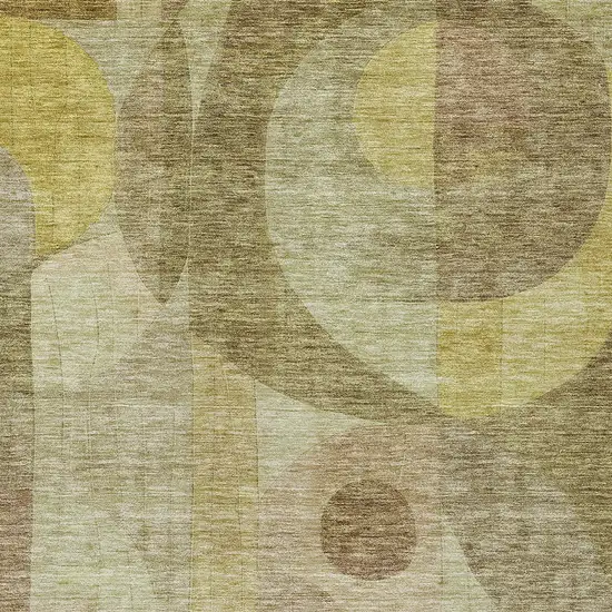 Wheat And Brown Abstract Washable Indoor Outdoor Area Rug Photo 5