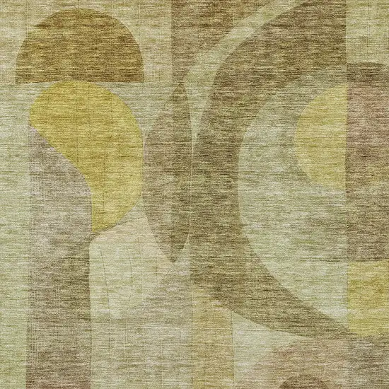 Wheat And Brown Abstract Washable Indoor Outdoor Area Rug Photo 5