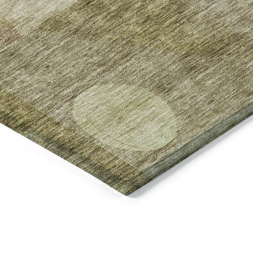 Wheat And Brown Abstract Washable Indoor Outdoor Area Rug Photo 4